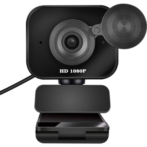 C60A USB Webcam 1080P Fixed Focus Built-in Microphone Live Conference Desktop Computer Camera with Privacy Cover Black