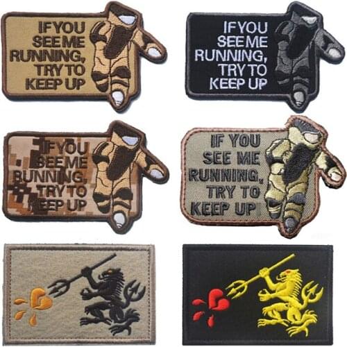 Embroidered US ARMY EOD IF YOU SEE ME RUNNING Cstume Applique Emblem Badge Tactical Hook & Loop Badges Military Badge