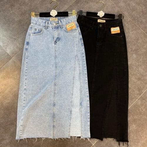 Plus size 5XL!2021 summer split denim skirt women high waist ccasual a-line skirt