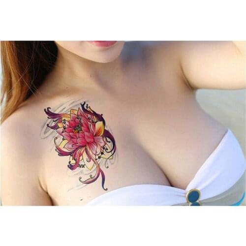 24 pcs Tattoo Sticker Arm Woman Waterproof Long-lasting Big Rose Flower Lotus Scar Private Sexy Attraction