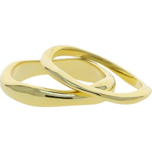 Gold Color Polished Metal Stacking Band Ring For Women Simple Geometric Jewelry