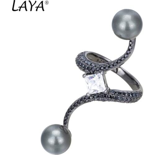 Laya 925 Sterling Silver High Quality AAAAA Zirconium Pop Pearl Ring For Women Party Fashion Birthday Jewelry 2021 Trend