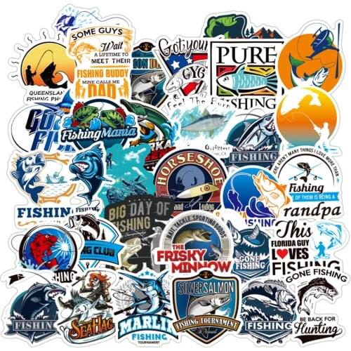 10/30/50PCS Cartoon Fishing Hobby Graffiti Laptop Guitar Motorcycle Luggage Skateboard Bike Waterproof Sticker Wholesale