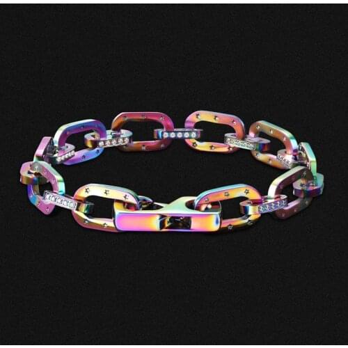 10mm Rainbow Iced Cable Bracelet