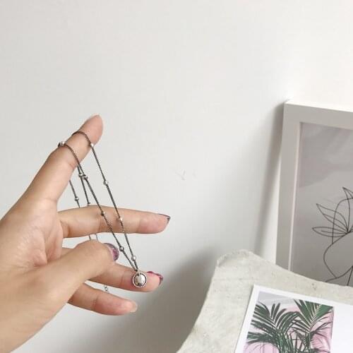 100% Authentic 925 Sterling silver Retro Lucky Beads Ball & Round pendant statement Choker Necklace FINE Jewelry TLX815