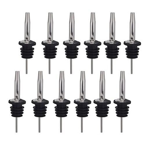 12 Pcs Stainless Steel Classic Wine Liquor Bottle Speed Pourers with Tapered Spout