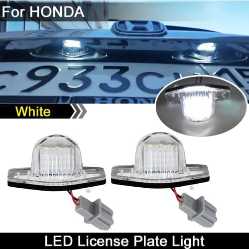 2Pcs For Honda JAZZ Odyssey Stream Insight Logo Crosstour CR-V FR-V HR-V Civic Element LED License Plate Light Number Plate Lamp