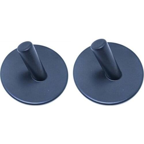 2pcs Black Adhesive Wall Hooks Waterproof Stainless Steel Hooks for Coat, Hat,Towel Robe Hook Rack Wall Mount Hanging Hooks