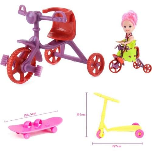 3pcs for barbie scooter car Bicycles Bikes Mini Toy for Barbie Accessories Girls Birthday Gifts Doll Accessories Fits for Kelly
