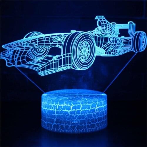 Sports Car 3D Lamp Illusion Night Light for Children 7/16color Changing Table Lamp Birthday Gifts for Kids Bedroom Decoration