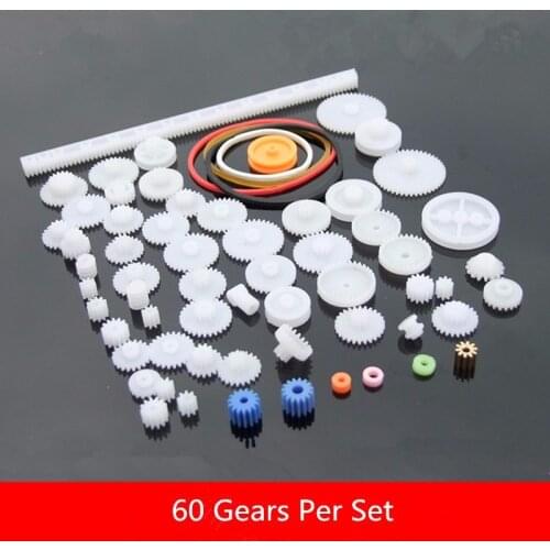 60Pcs Plastic Gear Motor Set Toy Robot Model Craft DIY Accessories Four Wheel Drive Car Children Scientific Experiment