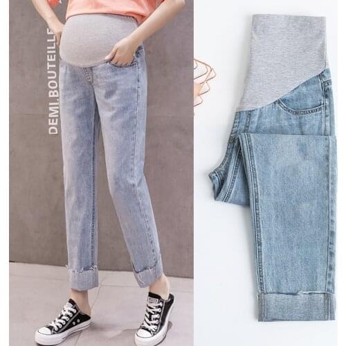 8899# Maternity pants Spring Autumn Maternity Jeans Belly Support Pants Support Abdomen Maternity Wide-Leg Trousers
