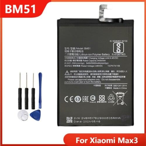Original Phone Battery BM51 For Xiaomi Max3 Max 3 Replacement Rechargable Batteries 5500mAh With Free Tools