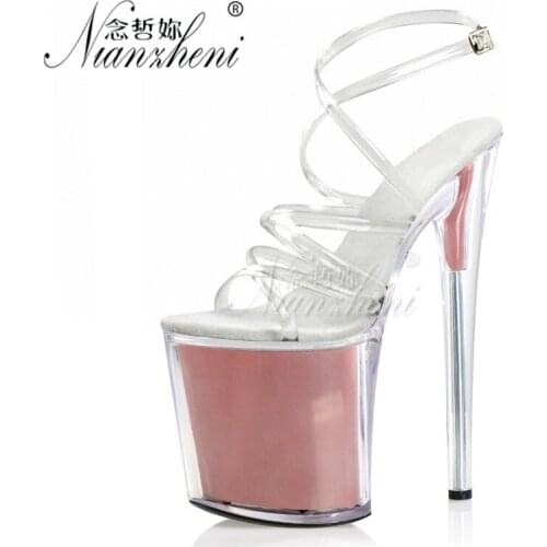 20CM High Stripper Heels Platform Sandals Stage Show Sexy Fetish Nightclub Pole Dance Shoes Models Party Full Dress Gladiator