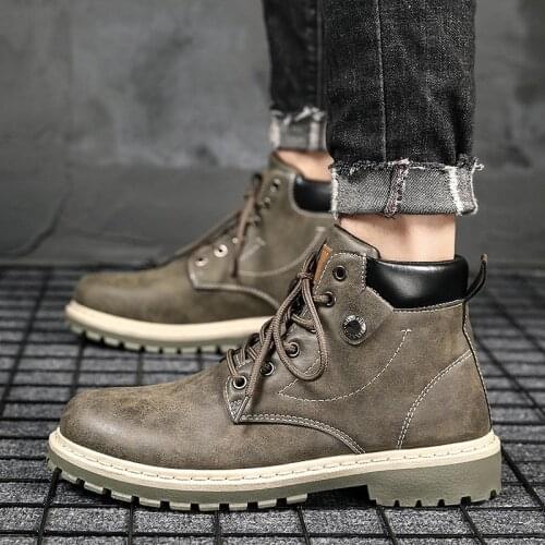 PU Leather Men Boots Winter Autumn Ankle Boots Wild Footwear British Wind Shoes Men High Quality Chelsea Men Shoes fgh6