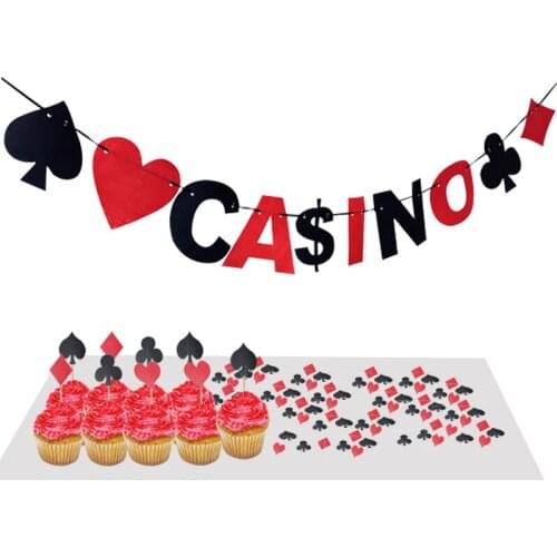 200pcs Poker Table Confetti Paper First Birthday Boy Party Decoration Casino Confetti/Banner Las Vegas Theme Party Decoration