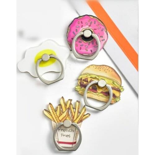 360 Degree Food French Fries Burger Donut Finger Ring Smartphone Stand Holder Mobile Phone Snowman Holder For All Phone