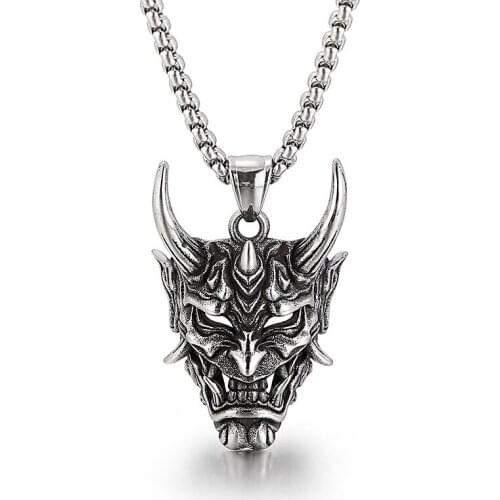 BOEYCJR Long horned grimace mask Titanium Necklace&Pendant Fashion Jewelry HipHop Punk Necklace For Men or Women