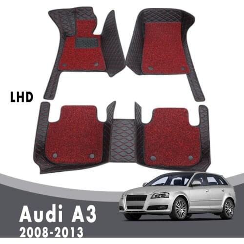 Double Layer Wire Loop Carpets For Audi A3 2013 2012 2011 2010 2009 2008 Car Floor Mats Interior Accessories Custom Protector