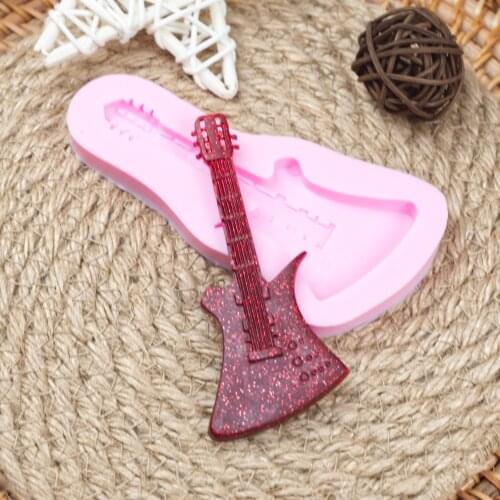 Guitar Elastic Mold Resin Clay Candy Chocolate Baking Bakery Bakery Chocolate Biscuits DIY Handmade Kitchen Baking Gadgets