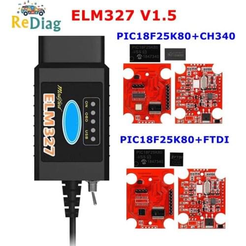 ELM 327 V1.5 PIC18F25K80 FTDI/CH340 ELM327 HS-CAN/MS-CAN for Ford for Forscan Switch obd2 USB Car Diagnostic Auto Tool