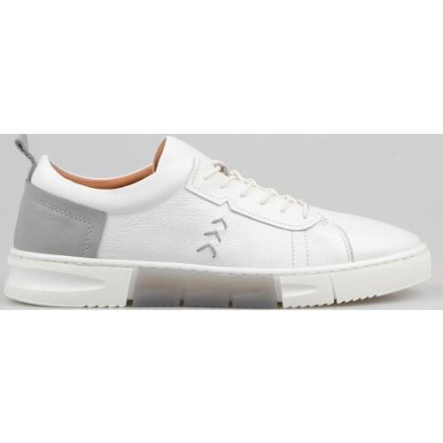 FootCourt- White Genuine Leather Men Sneakers Smart Casual Shoes Handmade New Design Lace Up Best Rubber Soles Zapatillas Hombre