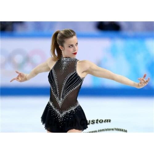 Hot Sales Black Figure Skating Dress Hot New Brand Ice Skating Dress For Competition Customized DR3158