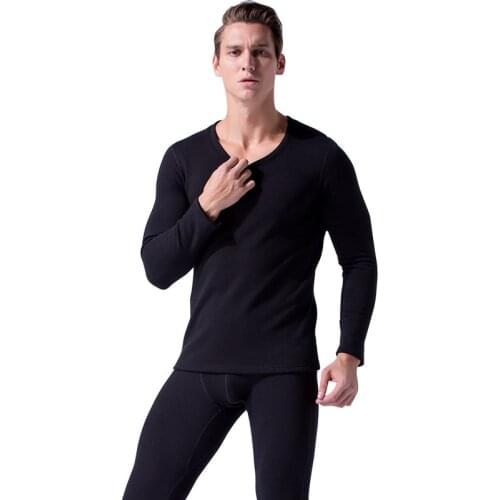 Round Collar Long Johns Sets Jacquard Long Johns Suit Men Cotton Winter and Autumn Thermal Underwear