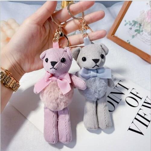 Korean Keychain Fashion Bag Ornaments Female Car Key Ring Pendant Accessories Creative Plush Bag Key Pendant
