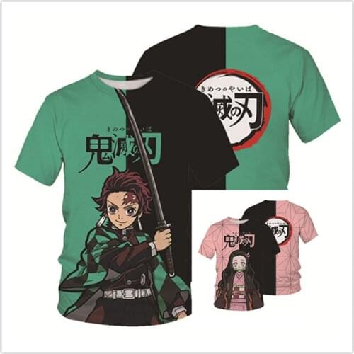 Anime Demon Slayer Kamado Tanjirou Nezuko Cosplay Costume Sport Color T-Shirt For Men Women Child Baby XXS-6XL 2021 Summer