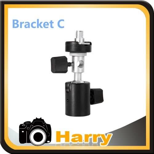 Light Stand Bracket C, 360 Swivel Flash 1/4 3/8 Tripod Umbrella Holder Light Stand Support Bracket C