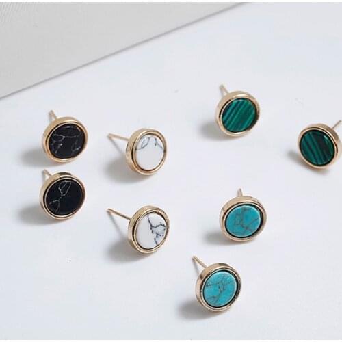 Handmade Fashion Simple Geometric Circular Marble Mini Earrings for Women Popular Earrings 2020 Cute Earrings Jewerly Gifts