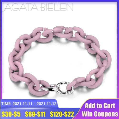 Fashion Bracelet Men Women Jewellery DIY Bracelet Hard Rubber Pink Chain Bracelets Top Quality Exquisite Heart Bead