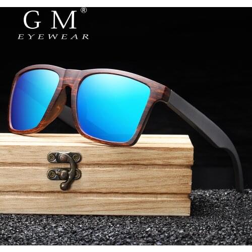 GM Wooden Sunglasses Women Sunglasses Men Polarized Fashion Flat Lens Square Frame Eyewear UV400 Colorful Sun Glasses