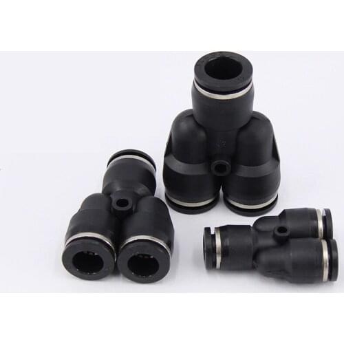 Black PY series Y Type Pneumatic Connector Tee Union OD 4/6/8/10/12/16MM Push In Fitting for Air Pipe joint