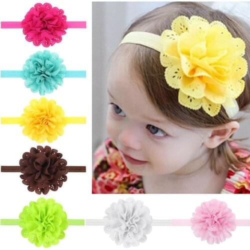 Newborn Baby Girl Kids Infant Headband Foot Flower Elastic Hair Band Accessories