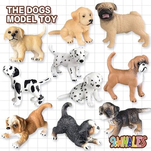 10PCS Realistic DogsFigures Animals Model Educational Figurines Hand Painted Puppy Toys Cake Toppers Birthday Gift for Kids