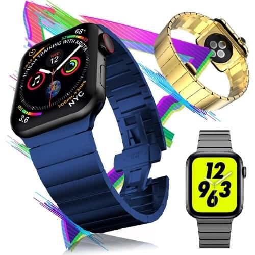 Stainless Steel Band for Apple Watch Series 6 SE 5 4 3 40mm 44mm men watch band For iwatch 6 5 WatchBand Strap Replacement Blue