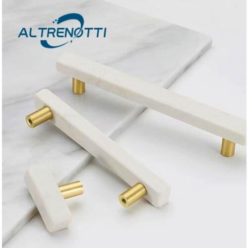 Nordic Furniture Handle Simple Modern Marble Aluminum Wardrobe Drawer Kitchen Door Pull Cabinet Cupboard Stone Knob Hardware