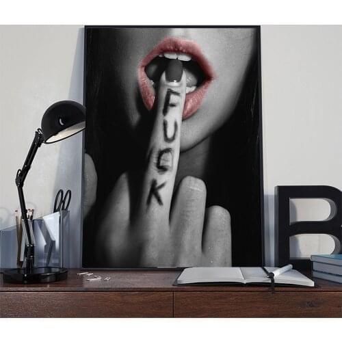 Sexy Lips With Finger Canvas Paintings On The Wall Art Posters And Prints Black And Withe Wall Pictures Home Decoration Cuadros