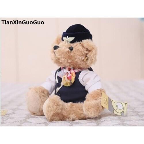 Flight attendant blues units silk scarf bear large 32cm cartoon teddy bear plush toy soft doll birthday gift b0718