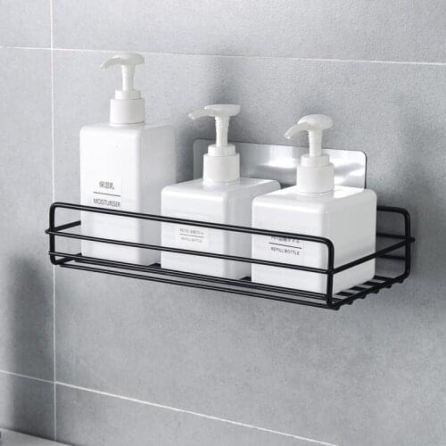 Japanese-style Wrought Iron Bathroom Storage Rack Free Punching Kitchen Storage Rack Bathroom Wall-mounted Storage Accessories