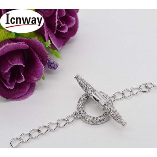 Rhinestone inlay Gold&silver Plated OT clasp 1*5.5cm For DIY bracelet necklace Free shipping wholesale