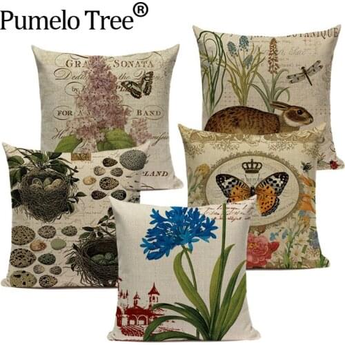 Comfortable Nordic Cotton Linen Daffodils Flowers Car Covers 45Cmx45Cm Square New Cartoon Car Home Decorative Printed 3D Pillow