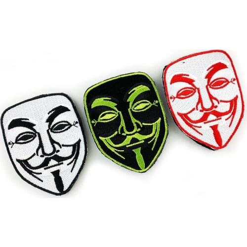 Embroidered Anonymous V for Vendetta Patch Guy Fawkes Mask military patches tactical badges for backpack vest