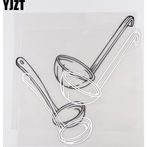 YJZT 15.6×14.6CM Cartoon Kitchen Spoon Pattern Vinyl Decal Fun Car Sticker Black/Silver 20D-0038