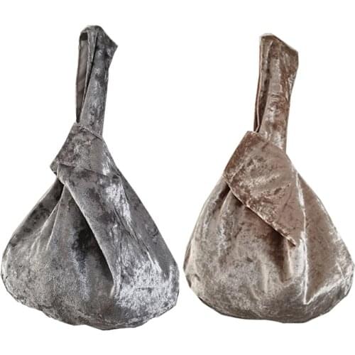 Women Vintage Velvet Bag Japanese Knot Carrying Phone Key Coin Bag Single Cute Shopping For Lady