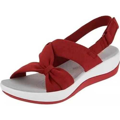 Bow Women Sandals 2021 Summer Closed Toe Roman Sandals Women Velcro Sandals Platform Wedges Sandals for Women Plus Size