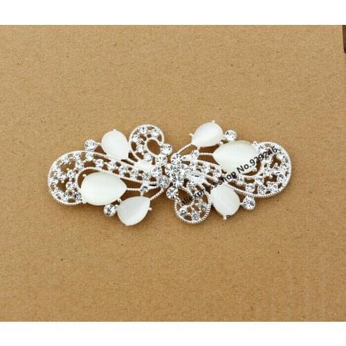 1 pc/lot flower opal rhinestone metal combined buckle with crystal stone for women fur over coat garment big hasp buckle