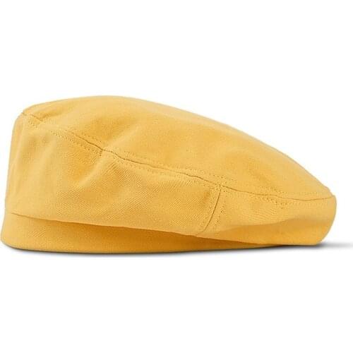 2021 New Spring Fashion Woman`s Beret Orange Blue Black Yellow 5 Color Optional Pure Cotton Women Hat Painter Cap Wholesale